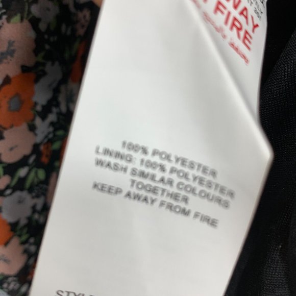 Missguided Dress Floral Print V Neck Long Sleeve Button Tie Waist Mini - Picture 9 of 12